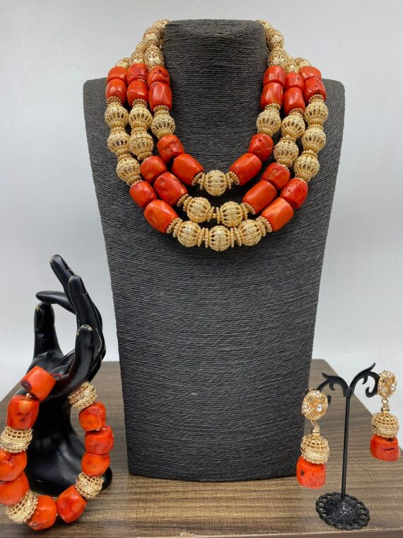 Exquisite Royal Gold and Red Bead Set