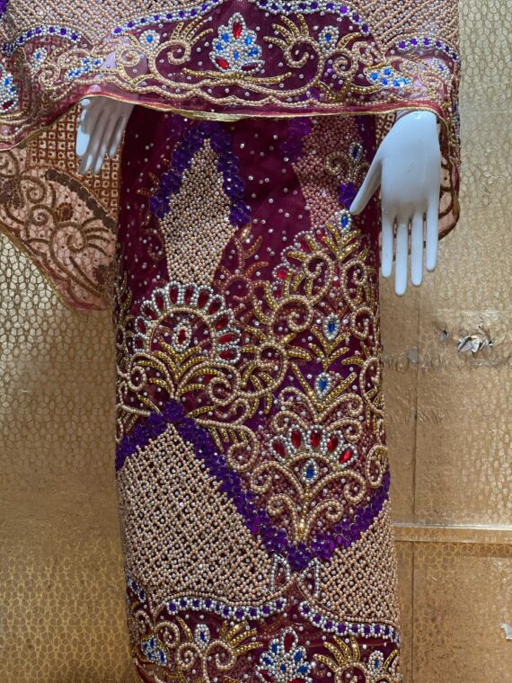 MAROON VIP SILK ON NET GEORGE