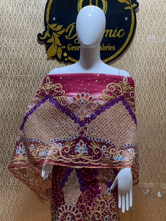 MAROON VIP SILK ON NET GEORGE