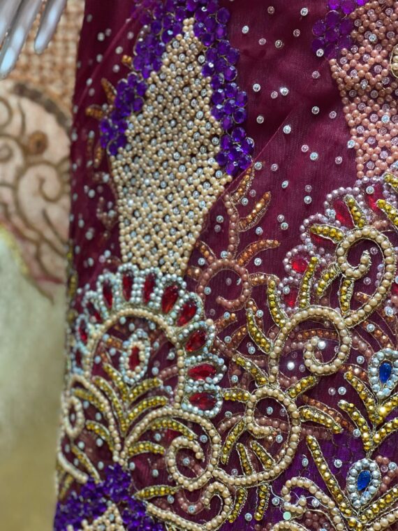 MAROON VIP SILK ON NET GEORGE