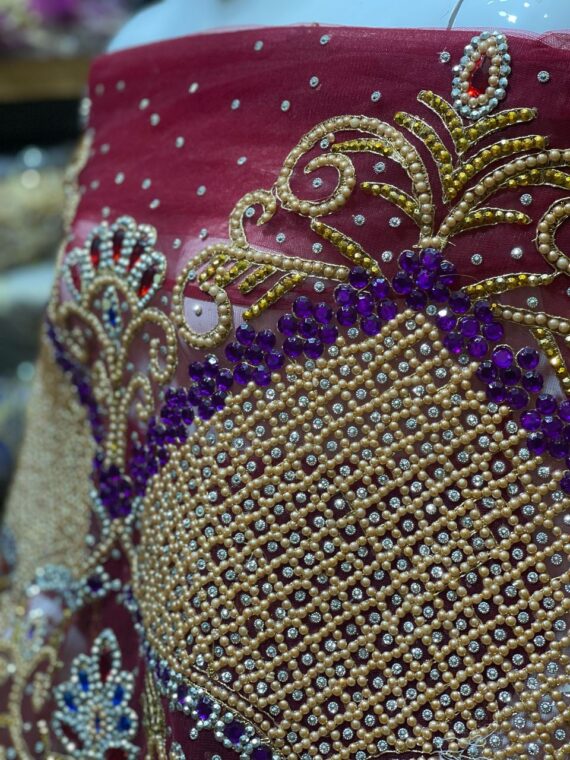 MAROON VIP SILK ON NET GEORGE