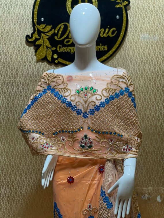 LIGHT CORAL VIP SILK ON GEORGE NET